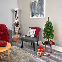 3 ft. Slim Green Mountain Pine Artificial Christmas Tree with 50 Cl...