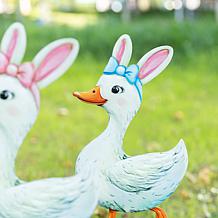 3-piece Easter Metal Yard Stakes Duck Family