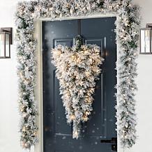 3' Pre-Lit Snow Flocked Greenery Pine Teardrop