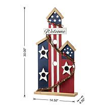 30" Patriotic Birdhouse Porch Decor with Welcome Sign