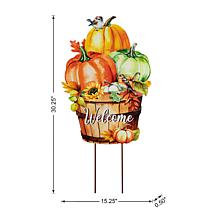 30.25"H Fall Metal Pumpkins with Barrel Yard Stake (KD, Two function)