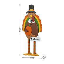 30.25"H Thanksgiving Wooden Turkey Porch Decor