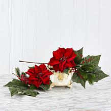 31 in. Poinsettia, Berries and Pine Artificial Flower Bundle Set of 3