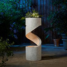 31.25"H Mid-Century Modern Spiral Shaped Outdoor Fountain