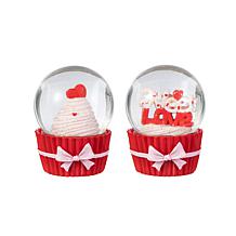 3.25“H Valentine's Resin Cupcake Water Globes - Set of 2