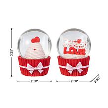 3.25“H Valentine's Resin Cupcake Water Globes - Set of 2