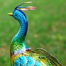 32"H Metal Standing Peacock Garden Statue with Stakes