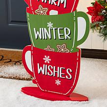 34.5"H Wooden Christmas Porch Decor with Gingerbread Man