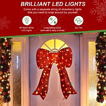 35.75"H Lighted Christmas 3D Fabric Bow with 95 Warm White LED Lights