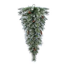 3ft Pre-Lit Frosted Greenery Pinecones Teardrop