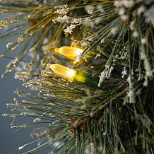 3ft Pre-Lit Frosted Greenery Pinecones Teardrop