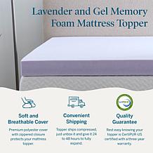 4” Lavender and Gel Memory Foam Mattress Topper, Twin
