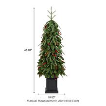 4' Pre-lit Green Artificial Christmas Porch Tree w/ Warm White Lights
