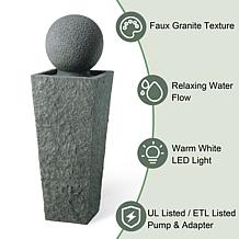 40.25"H Pedestal and Sphere Polyresin Outdoor Fountain Pebbles Pump