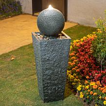 40.25"H Pedestal and Sphere Polyresin Outdoor Fountain Pebbles Pump
