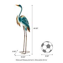 40"H Metal Standing Crane Garden Statue with Stakes