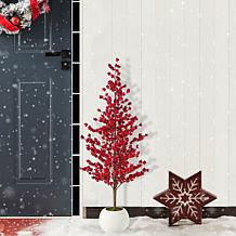 41" Christmas Berry Porch Tree with White Pot