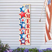 42" Lighted Patriotic Wooden Porch Sign