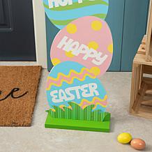42"H Easter Wooden Bunny and Eggs Porch Decor