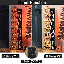 42"H Lighted Halloween Wooden Stacked Pumpkins Porch Sign with Timer