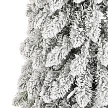 4.5ft Artificial Snowy Downswept Christmas Flocked Tree with Lights
