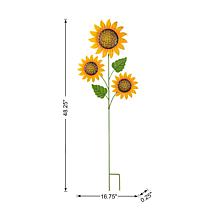 48.25"H Fall Metal Sunflowers Yard Stake (KD, Two function)