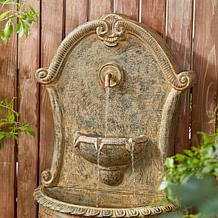 49.25"H Oversized Faux Granite Sculptural Pedestal Polyresin Fountain