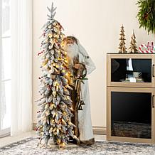 4ft Woodland Santa with 5ft Lighted Flocked Christmas Tree