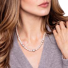 5-8mm Cultured Pearl and Crystal Filigree Clasp Station Necklace