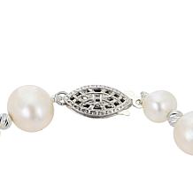 5-9mm Cultured Pearl and Crystal Filigree Clasp 7-1/2" Bracelet
