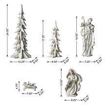 5-piece Resin Holy Family with Christmas Trees