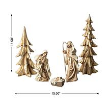 5-piece Resin Holy Family with Christmas Trees
