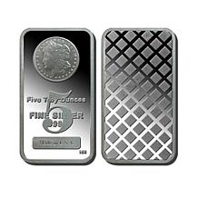 5 Troy oz. Proof 99.9% Silver Bar with Morgan Dollar Design