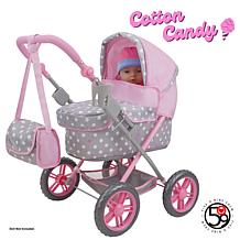 509 Crew: Cotton Candy Pink: Amanda Doll Pram - Pink, Grey, Polka Dot