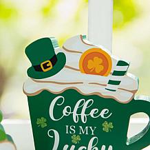 5.25"H Wooden St. Patrick's Coffee Cup Table Decor - Set of 2