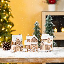 5.5"H S/3 Christmas Resin Gingerbread Houses