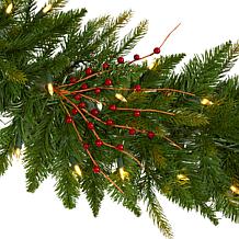 6' Christmas Pine Artificial Garland with 50 Warm White LED Lights ...