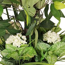 6 ft. Artificial Ficus Microcarpa Tree with White Decorative Pot