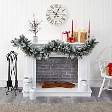 6 ft. Flocked Mixed Pine Artificial Christmas Garland with 50 LED L...