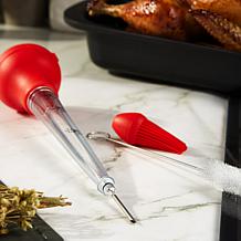 6-Piece Quality Stainless Steel Baster Set with Thermometer