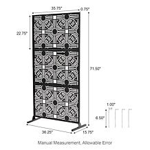 6ft Black Galvanized Steel Floral Pattern Privacy Screen Fence