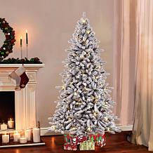 7.5' Flocked Artificial Birmingham Fir/400 Clear Lights Christmas Tree