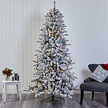 7.5 ft. Flocked Livingston Fir Artificial Christmas Tree with Pine ...