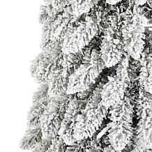 7.5ft Artificial Snowy Downswept Christmas Flocked Tree with Lights