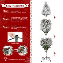 7.5ft Pre-Lit Flocked Full Pine Christmas Tree with Warm White Lights