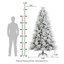 7.5ft Pre-Lit Flocked Full Pine Christmas Tree with Warm White Lights