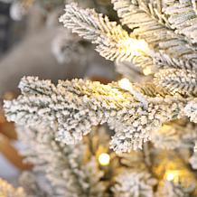 7.5ft Pre-Lit Flocked Upward Slim Fir Christmas Tree