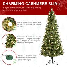7.5ft Pre-Lit Green Cashmere Slim Pine Christmas Tree