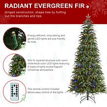 7.5ft Pre-Lit Green Slim Fir Christmas Tree with Remote