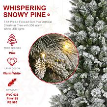 7.5ft Whispering Snowy Pine Christmas Tree with Warm White Lights
